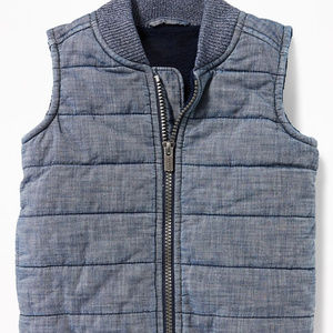 Old Navy Toddler Boy Quilted Chambray Vest NWT